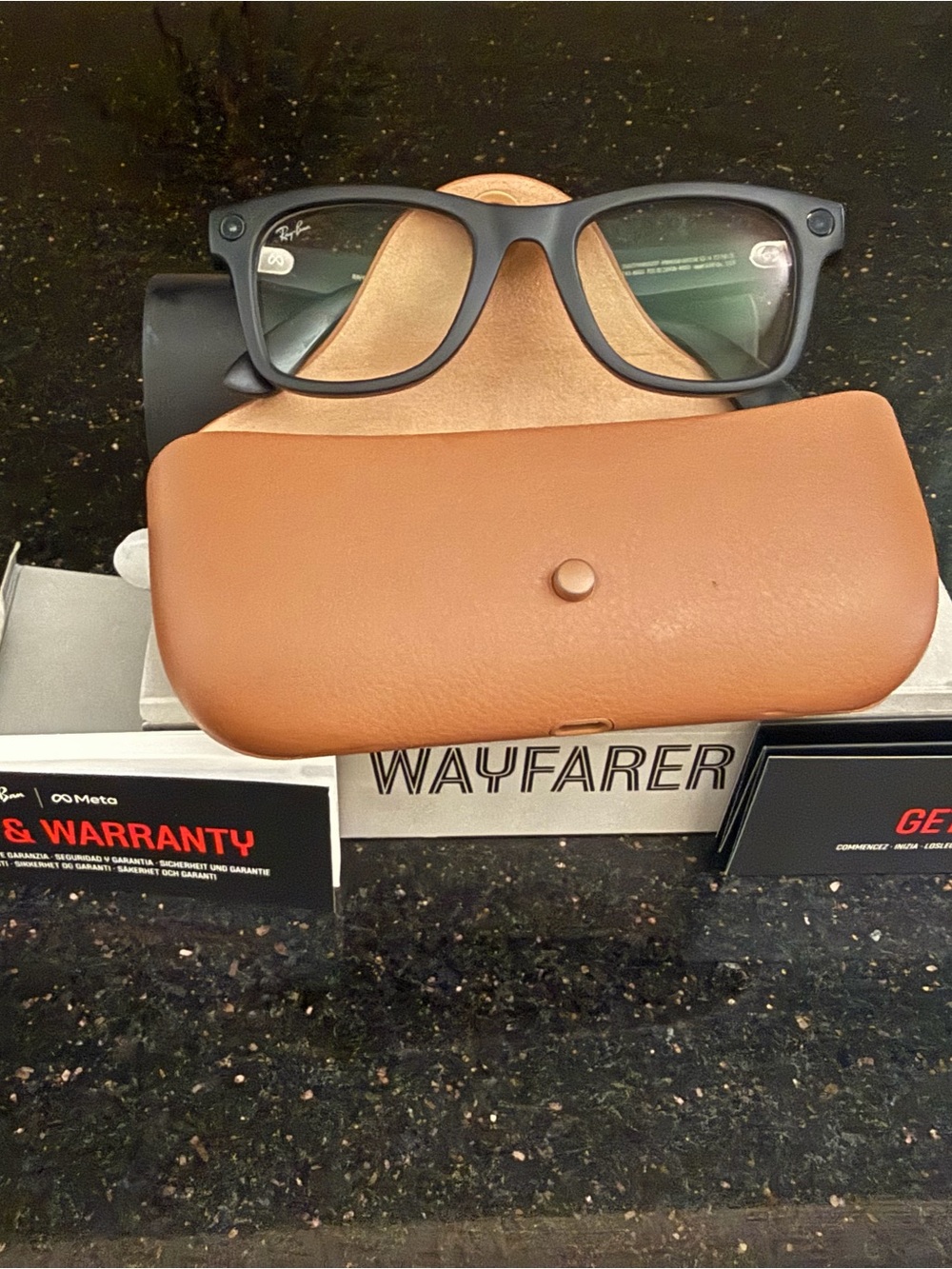 Ray-Ban Matte Black Frames with Tan Brown Leather Case
